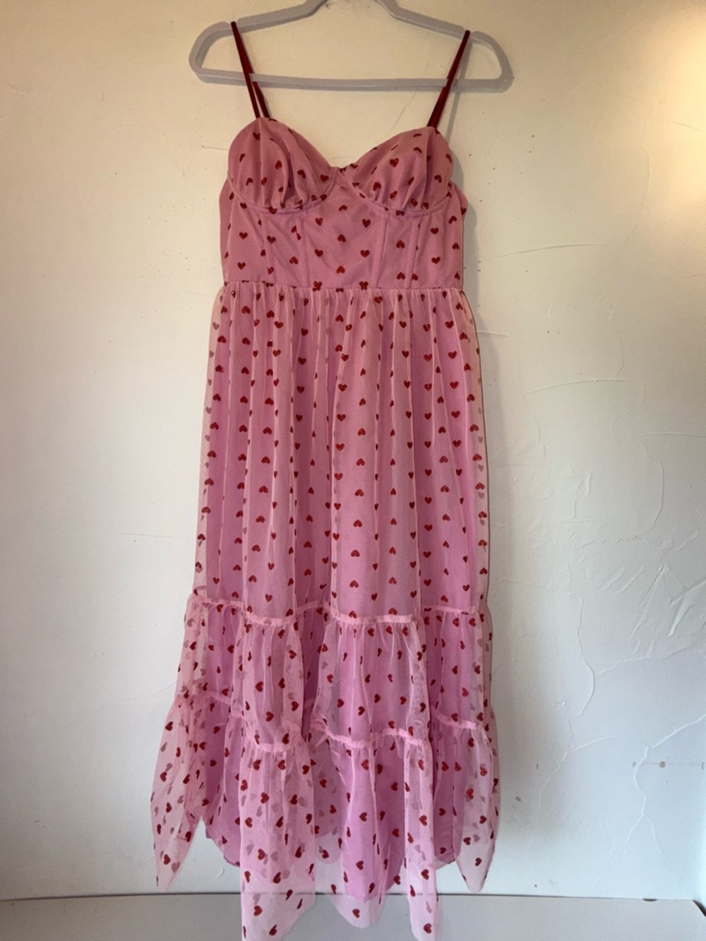 Betsey Johnson Pink Heart Print Midi Dress - Picture 3 of 13